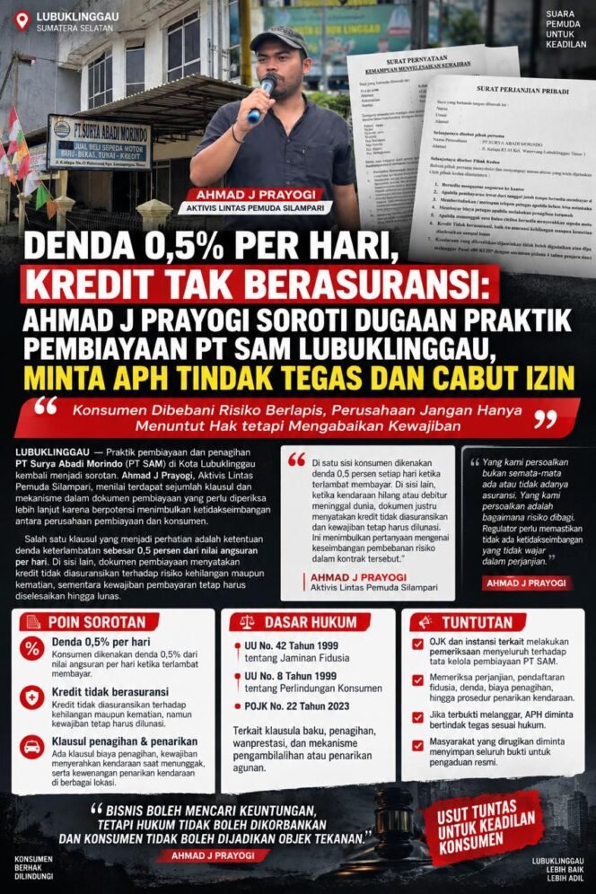 
					Denda 0,5% Per Hari dan Kredit Disebut Tak Berasuransi, Ahmad J Prayogi Minta Pembiayaan PT SAM Diperiksa