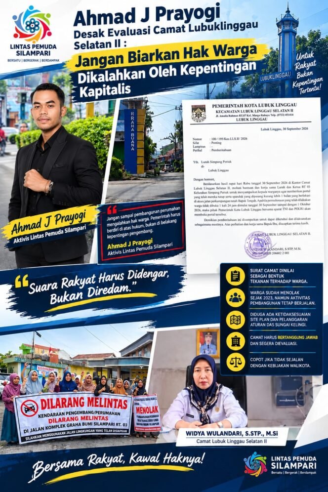 
					Desak Wali Kota Evaluasi Camat, LPS: Hak Warga Harus Lebih Prioritas dari Kepentingan Kapirtalis
